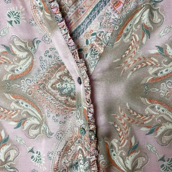 Odd Molly Button Up Pink & Grey Paisley  Blouse - Picture 7 of 11